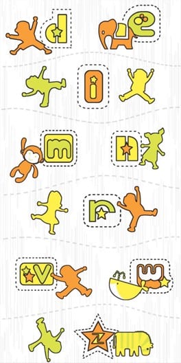 inserto alphabet orange elephant 25x50 claire white