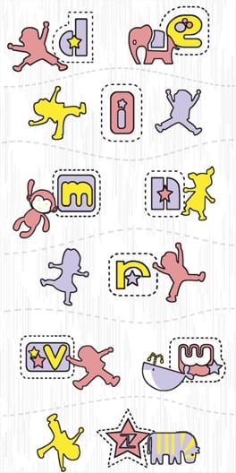 inserto alphabet pink elephant 25x50 claire white